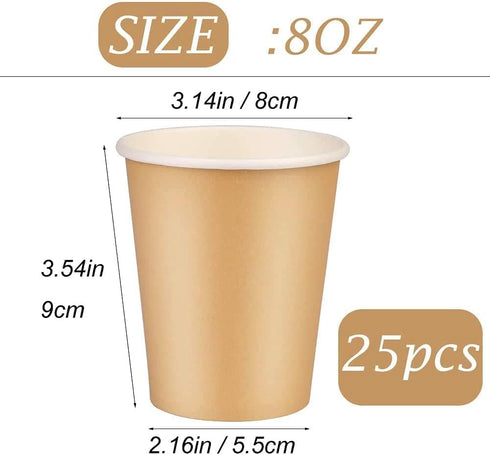 25 Pack 8 oz Disposable Paper Cups, Disposable Coffee Cups, Hot/Cold Beverage Drinking Cup for Offices, Home Kitchens, Coffee Shops?Khaki?...