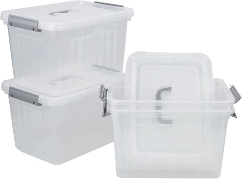 4-Pack Clear Plastic Storage Latch Box with Lids, 10 L...