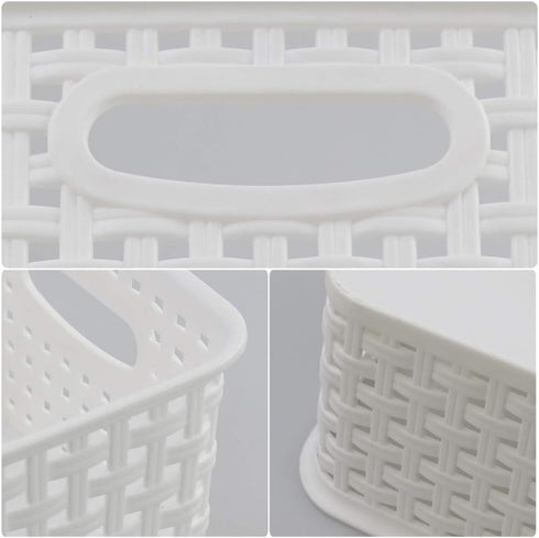 Farmoon 6 Packs White Plastic Organizing Basket, Small Pantry Storage Baskets...