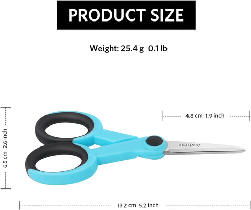5” Detail Scissors, Embroidery Scissors with Sharp Stainless Steel Blade and Soft Handles, Great for Sewing, Craft, Office and School, 3 Pcs, Blue...
