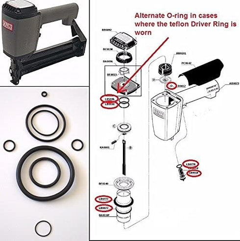 New O-ring Replacement Rebuild Kit For Senco SFN1 Finish Nailer...