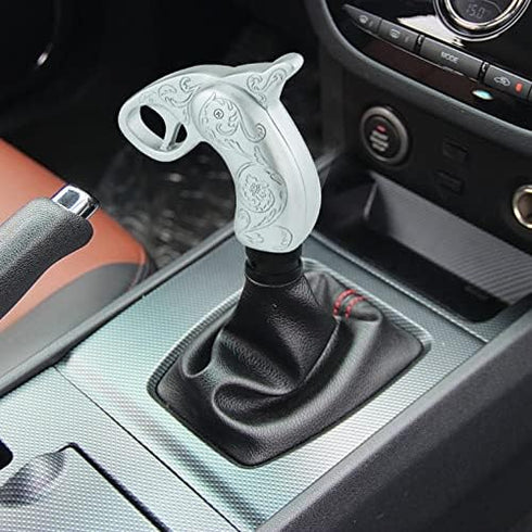 Grip Handle Shifter Handle Knob Heavy Resin Car Gear Shifter Lever Stick for Most Manual Automotive Vehicles (Silver)...