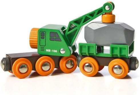BRIO World 33698 - Clever Crane Wagon Set - 4 Piece Wooden Toy Train Set for Kids | Imaginative Play | Compatibility with Other Sets | FSC-Certifi...