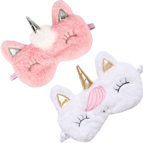 2 Pack Cute Animal Sleep Mask for Girls Cute Unicorn Soft Plush Blindfold Sleep Masks Eye Cover for Women Girls Travel Nap Night Sleeping...
