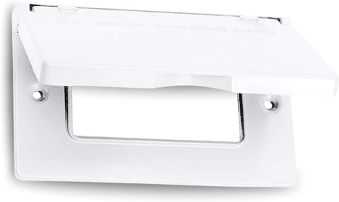 SIGMA ENGINEERED SOLUTIONS 14249WH Weatherproof Outdoor GFCI Outlet Cover, White, Metal, 1-Gang, Horizontal...
