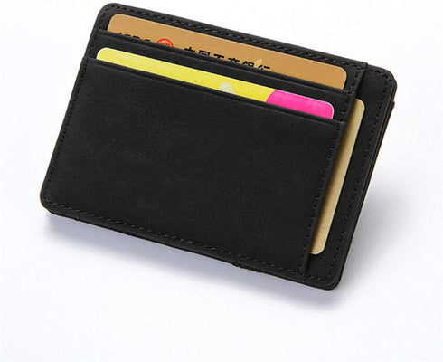 Fida&Moon ultra-thin minimalist men's magic wallet men's PU leather zipper coin purse bag plastic credit card bank card holder...