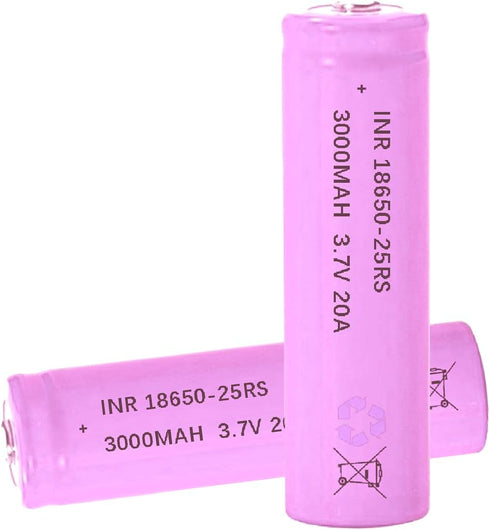 2 Pack 3.7 Volt Rechargeable Battery 3000mAh Li-ion Button Top Battery for Flashlights, Headlamps, Doorbells, RC Cars (Pink)...
