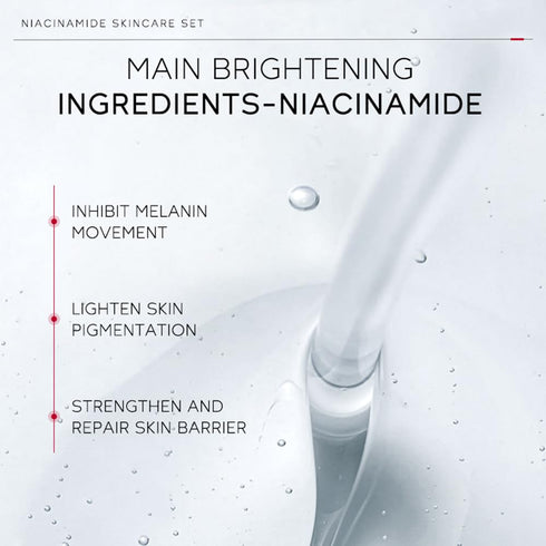 Niacinamide Skincare Set: 4pcs Beauty Kit with Cleanser, Toner, Serum, & Facial Cream - Hydrates & Evens Skin Tone - TSA-Friendly Travel Sizes, Pe...