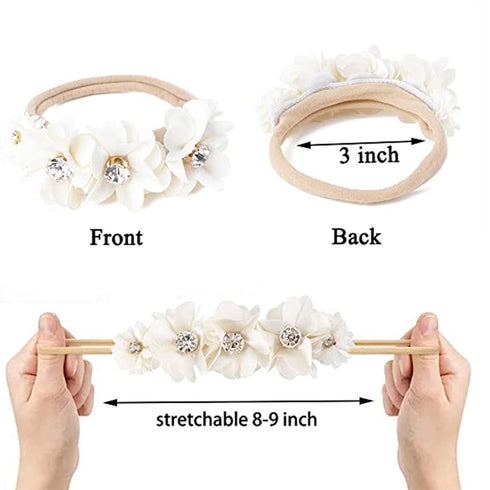 Baby Girl Floral Headband Nylon Flower Crown Elastic Hairband 3pcs Hair Accessories Gift for Girls (30#)...