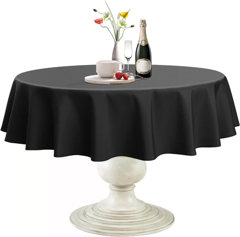 Softalker Round Tablecloth, Waterproof & Stain Resistant Table Cloth Wrinkle Free Fabric Washable 210GSM Polyester Table Cover for Dining/Party/Ou...