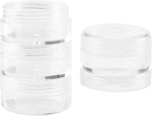 10 Sets 4 Layer Stackable Cosmetic Containers with Screw Lids, 10G/10ML Stackable Bead Storage Containers Round Plastic Containers, Clear Column S...