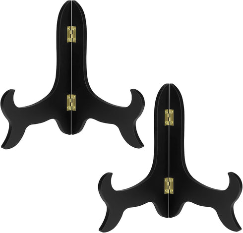Petutu 2 Pack 8 Inch Wooden Display Stand Plate Easels Holder (Black)...