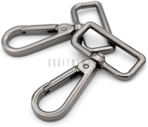 CRAFTMEMORE 2PCS 1-1/2 Inch Push Gate Snap Hooks Metal Swivel Lobster Claw Clasp Purse Hardware SC21 (Gunmetal)...