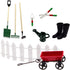 Miniature Fairy Garden Farming Tools, 9 Packs 1:12 Mini Metal Spade Pestle Rake Wagon Kettle Wood Fence Yard Supplies Scene Model Set Dollhouse De...