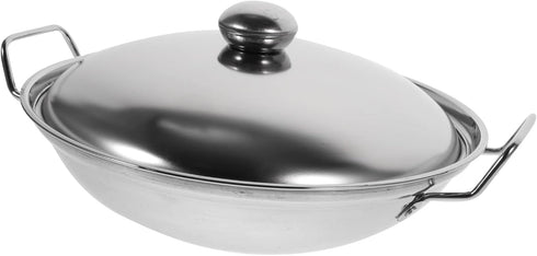 1 Set Stainless Steel Pot Cooking Pot Kitchen Cookware Dry Pot with Lid Cooking Tool Household Hot Pot Alcohol Stove Pan Stainless Steel Dry Pot D...