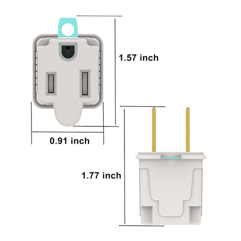 Oviitech 4 Pack 3Prong to 2 Prong Grounded Outlet Wall Tap Adapter Single Outlet Adapter Converter in White...