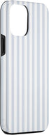 iPhone 13 Pro Max White and Light Blue Striped Geometric Line Pattern Case...