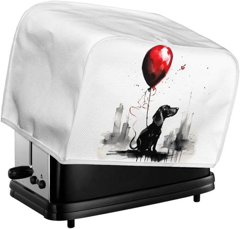 2|4 Slice Toaster Cover Dachshund Dog Red Balloon Kitchen Small Appliance Covers, Cartoon Aesthetic Watercolor Puppy Dog Toaster Cover Fits for Mo...
