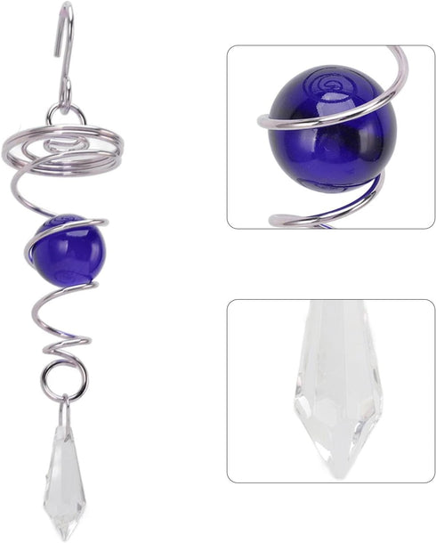 Wind Spinner Stabilizer Crystal Ball, 2 Gazing Ball Spiral Tail Wind Spinner Garden Wind Spinner Tail Stabilizer with Swivel Hook(Blue)...