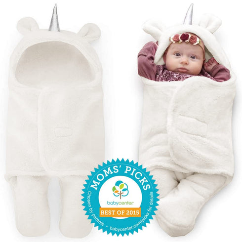 BlueMello Baby Swaddle Blanket | Ultra-Soft Plush Unicorn Essential for Infants 0-6 Months | Swaddling Wrap White | Ideal Newborn Registry and Tod...