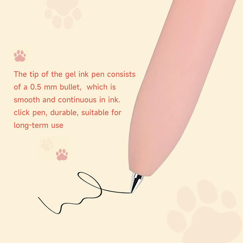 Cat Pens, 4 Pcs 0.5mm Cute Kawaii Pens Black Ink Pens Fine Point Smooth Writing Pens, High-End Series Cat's Tail Retractable Pens for Journaling N...