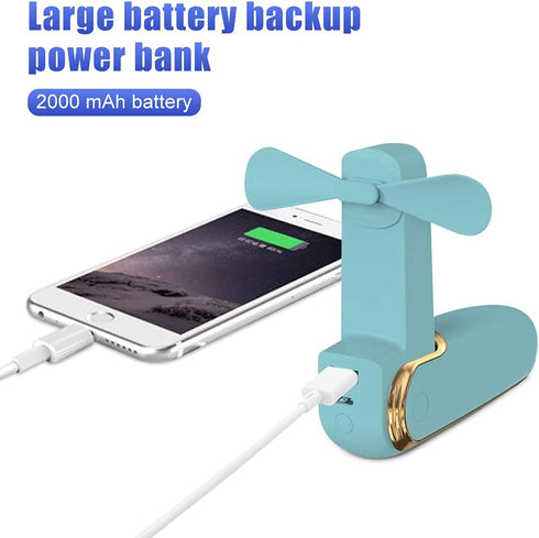 ideapro Mini Portable Fan Pocket Handheld Fan, 2000 mAh USB Rechargeable Personal Fan, Batteries Operated Mini Travel Fan with 3 Speeds Power Bank...