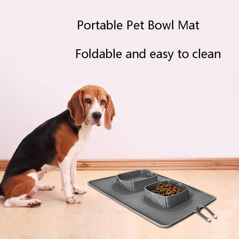 Collapsible Dog Bowls (Roll-up). Dog Food and Cat Food Travel Food Bowls. Foldable and Portable Dog Food Bowls. Dog Food Mat and Cat Food Mat. Dog...