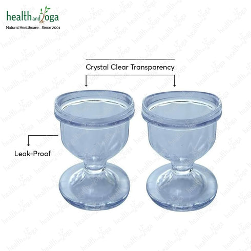 HealthAndYoga™ ChillEyes Transparent Eye Wash Cups for Effective Eye Cleansing - with Storage Container - Eye Shaped Rim, Snug Fit (2 Pcs.)...