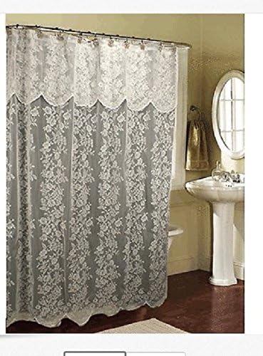 Romance Lace Fabric Shower Curtain with an Attached Valance, 70 X 72 Long...