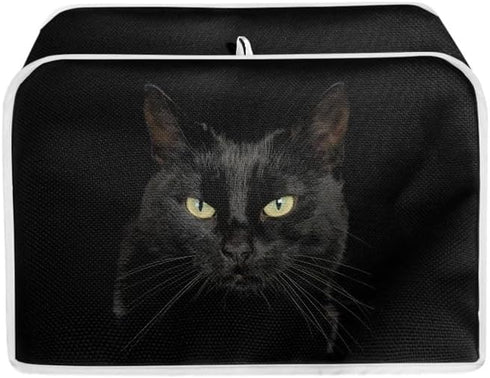 3D Black Cat Toaster Cover Slice Wide Slot, Cute Kitten Kitchen Appliance Cover, Aesthetic Animals Art Universal Size Microwave Toaster Oven Cover...