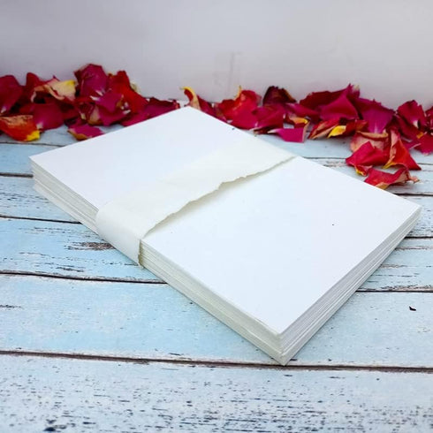 Deckle Papers 300gsm Thick Printer Friendly Handmade Paper Card Stock Printer Paper Size-8.3x11.7 Pack of-20 Ivory White...