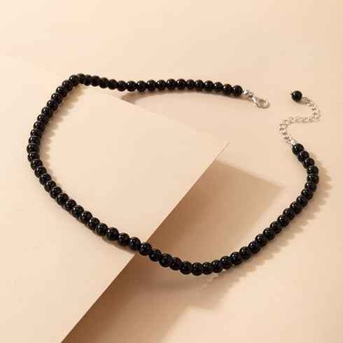 Asphinien Asphire Vintage Black Beaded Choker Bohemian Bead Ball Necklace Dainty Women's Collar Necklace Prom Party Festival Gift...