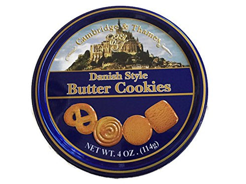 Cambridge & Thames Danish Style Butter Cookies 4 Oz Mini Tin (1 Tin)...