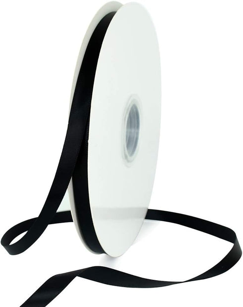 TONIFUL 3/8 Inch x 100yds Black Satin Ribbon Thin Solid Fabric Ribbons Roll for Gift Wrapping Invitation Floral Hair Balloons Craft Sewing Party W...