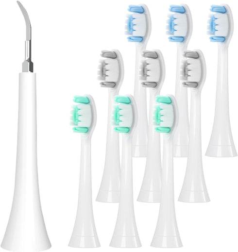 Replacement Toothbrush Heads Compatible with Philips Sonicare, 9 Pcs Professional Electric Toothbrush Heads & 1 Pcs Ertra Tooth Cleaning Heads, So...