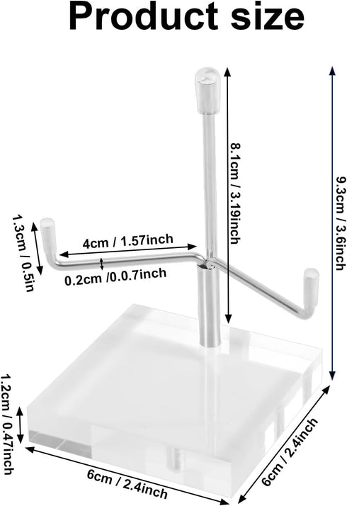 2pcs Acrylic Easel Display Stand, 2.4 x 2.4 x 3.5inch Clear Acrylic Stand Holder with Adjustable Metal Arms Crystal Stand for Gemstone Fossil Crys...