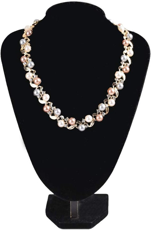 ZJchao 3pcs Fashion Jewelry Set, Pearl Crystal Fashion Eyes Drop Earrings Necklace for Dating, Party, Fashion Show...