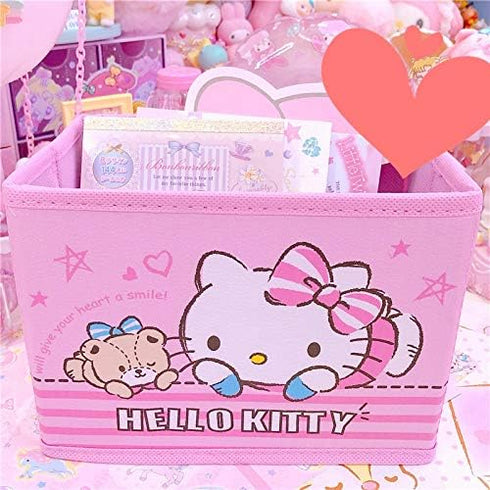 Kerr's Choice Collapsible Storage Bin Kitty Foldable Baskets | Kawaii Office Desk Organizer Room Decoration Cute Room Decor Cute Functional Contai...