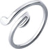 Minimalist Music Note Open Statement Ring S925 Sterling Silver Adjsutable Simple Wrap Cuff Expandable Finger Band Wedding Engagement Eternity Ring...