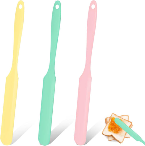 3pcs Silicone Jar Spatula Heat Resistant Kitchen Spatulas with Long Handle, Mixing Batter Scraper Jam Spreader Cake Cream Butter Spatulas for Jars...