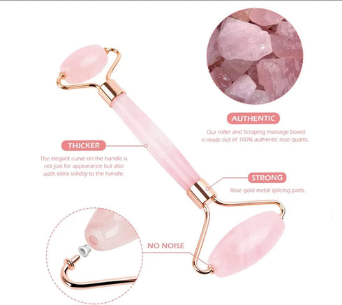 Face Roller Skin Care - Jade Roller Gua Sha Set, Rose Quartz Face Roller | Ultimate Facial Skin Care Products & Beauty Products Tools | Jade Facia...