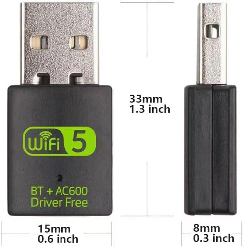 USB WiFi Adapter?600Mbps USB WiFi Bluetooth Adapter(Includes a USB to USB C Adapter)?Dual Band 5G/2.4G Wireless Network Adapter for Desktop Laptop...