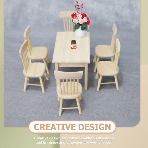 Toddmomy 1 Set Doll Furniture Miniature Furniture Decorative 1/12 Scale Miniature Table Chair Set for Dollhouse Kitchen Food Decoration Accessorie...