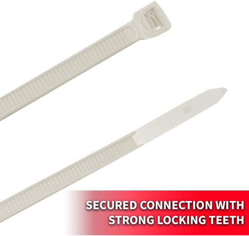 Pro Tie Standard Duty, Self-Locking Nylon Cable Wire Ties for Indoor and Outdoor Use | 11.8-Inch, 50 lbs. Tensile Strength, Natural Nylon, 100-Pac...