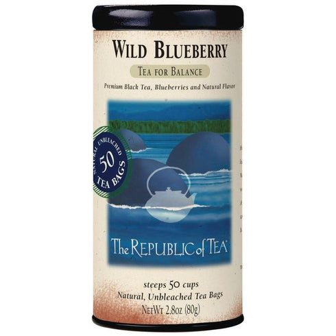 The Republic of Tea - Wild Blueberry Tea, 2.8 oz Tin | 50 Tea Bags, Gourmet Black Tea | Caffeinated...