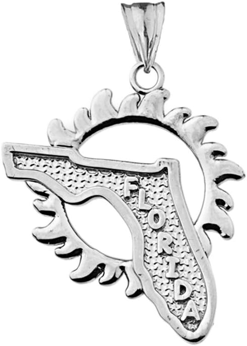 Exquisite Sterling Silver Sunshine State Florida Charm Pendant...