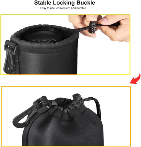 Camera Lens Case, Black Thick Protective Neoprene Small Camera Lens Bag 3.1x2.7inch(8x6.8cm) for DSLR Camera Small Lens...
