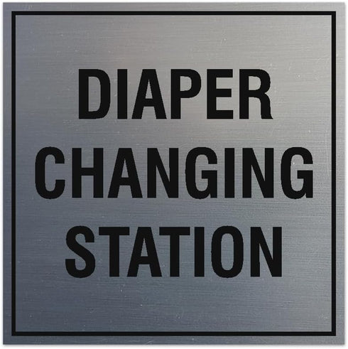Signs ByLITA Square Diaper Changing Station Sign - Easy Installation | Durable Material (Brushed Silver) - Large...