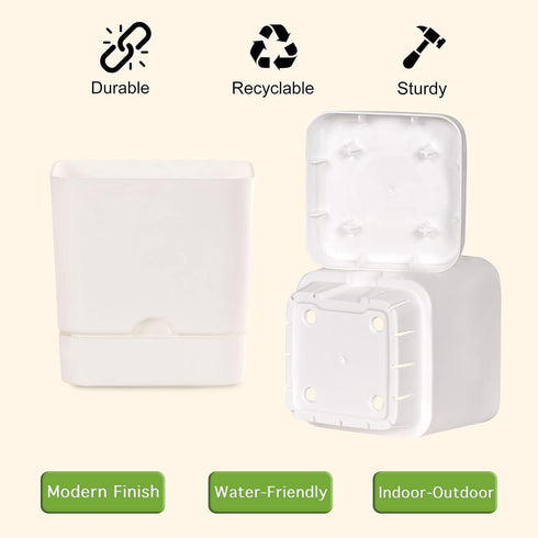 Plant Pots Set of 3 Pack, 5.1" White, Plastic Pots for Plants, Planters for Indoor Plants, Flower Pots, Indoor Planter, Pots for Plants Indoor wit...