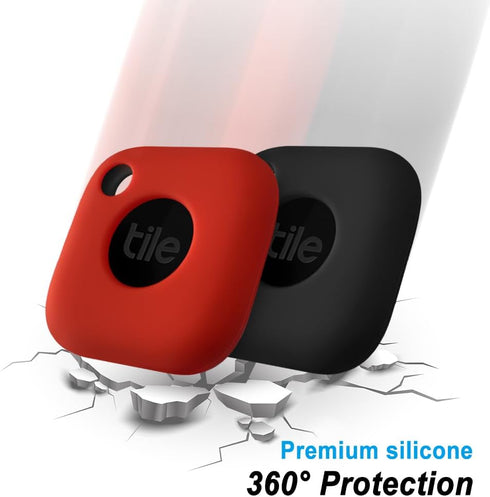 Geiomoo Silicone Case for Tile Mate 2024, Tile Mate 2022, Soft Scratch Resistant Cover with Carabiner (2 Pack Black+Red)...